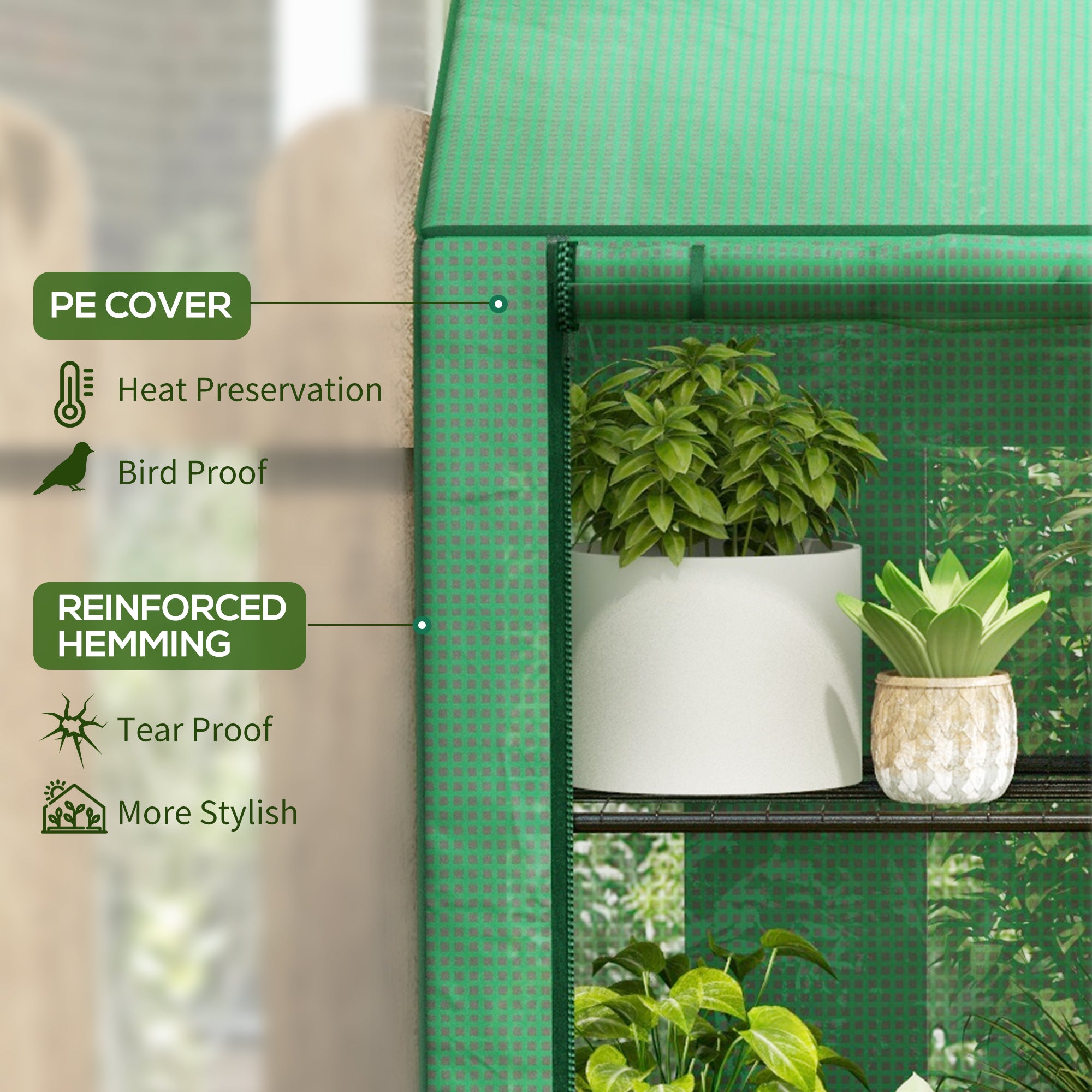Outsunny 46 x 143cm Three-Shelf Mini Greenhouse - Green 