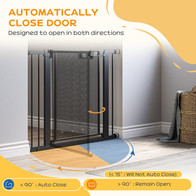 PawHut Pressure Fit Safety Gate, for Staircases, Hallways, Doorways w/ Extensions Kit, 75-103CM Adjustable Width - Black 