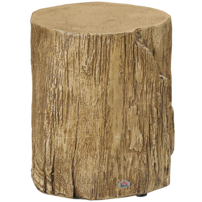 HOMCOM Tree Stump End Table, Round Concrete Side Table for Indoor and Outdoor Use, Natural Wood Effect 