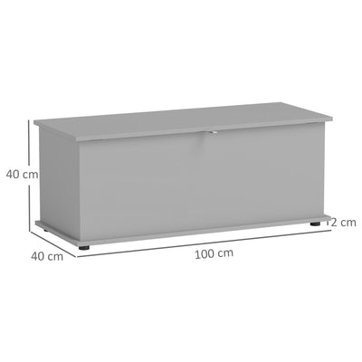 HOMCOM 113L Storage Chest, Storage Box with Flip-Top Lid and 2 Safety Hinges, Storage Trunk for Living Room, Entryway, 100 x 40 x 40 cm, Grey 