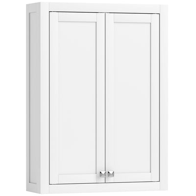 HOMCOM Bathroom Wall Cabinet with Adjustable Shelves - White 