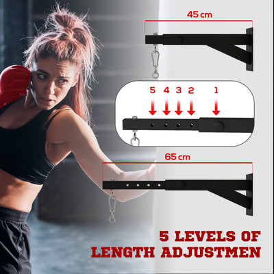 SPORTNOW Punch Bag Wall Bracket, 5-Length Adjustable Boxing Bag Bracket for Kickboxing, Muay Thai, Punching Training 