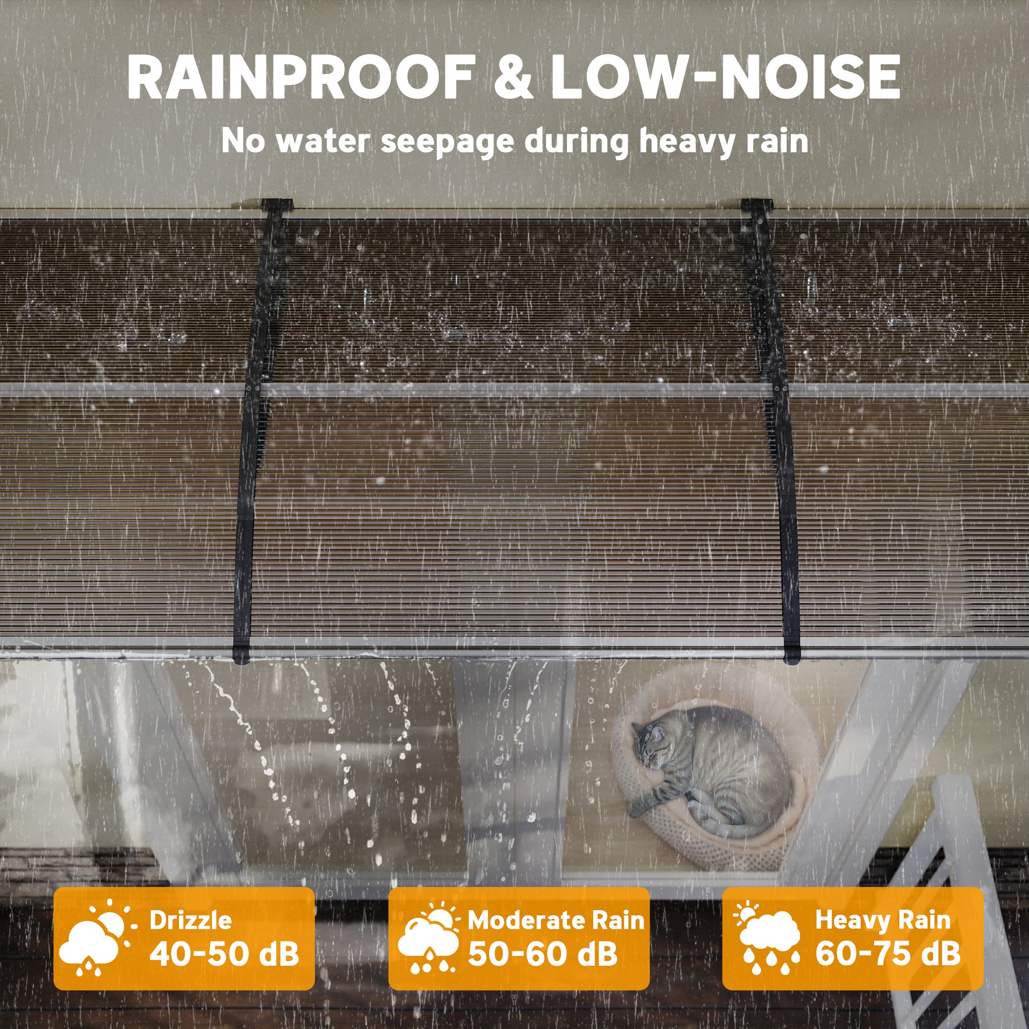 Outsunny Front Door Canopy, Outdoor Awning, Rain Shelter, 303 x 96cm , Brown 
