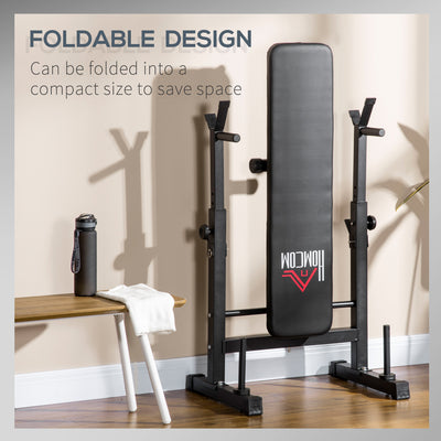 HOMCOM Adjustable Weight Bench Foldable Bench Press, with Barbell Rack, Black 