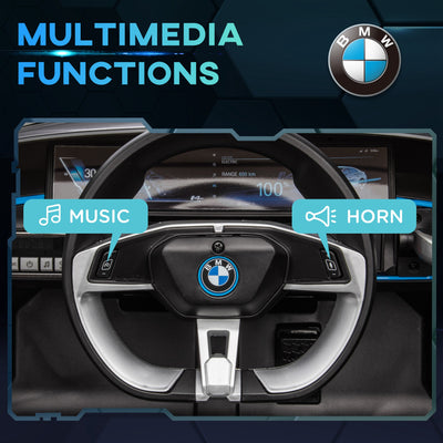HOMCOM BMW i4 Licensed 12V Kids Electric Ride-On Car, with Remote Control, Portable Battery, Music, Horn, Headlights - Black 