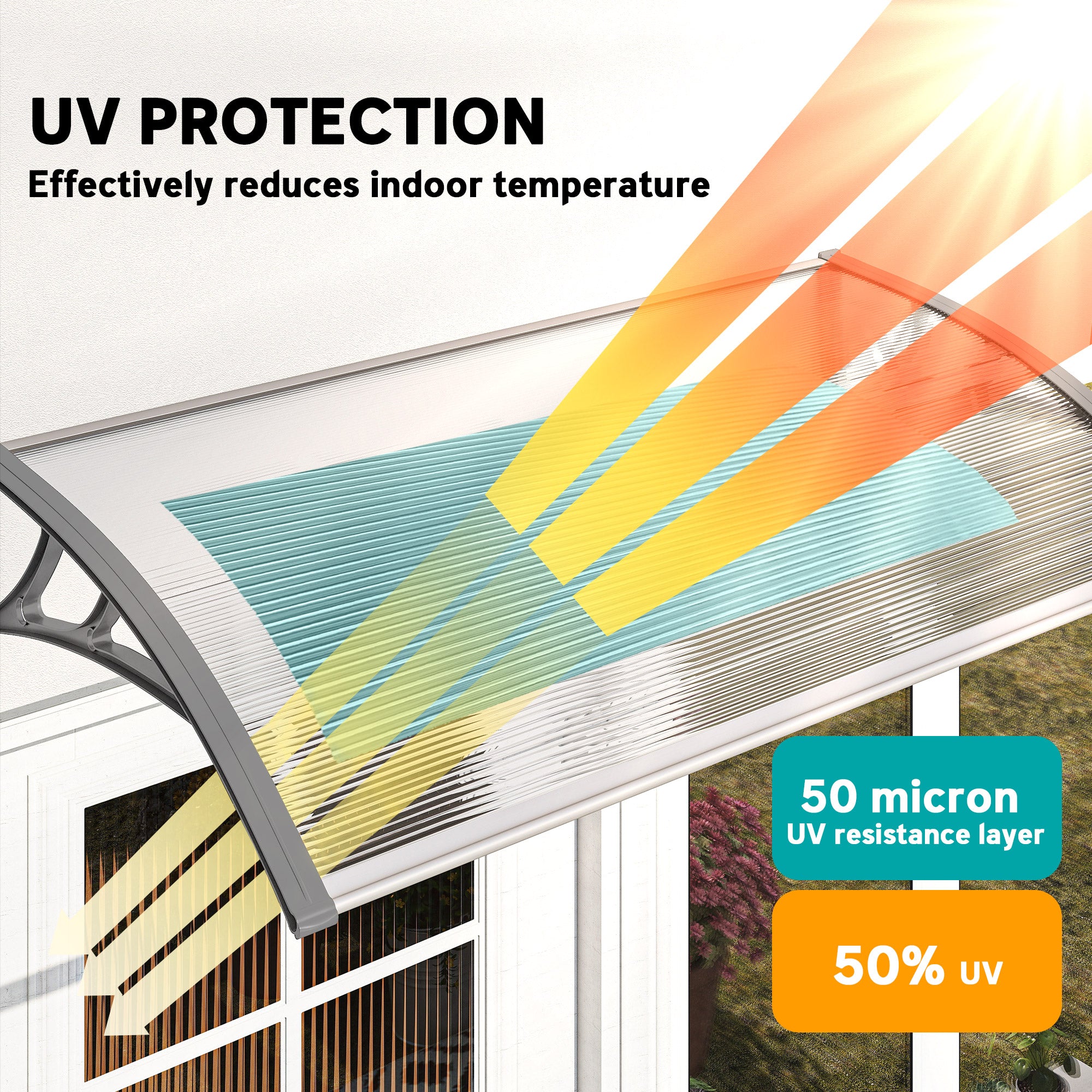 Outsunny Front Door Canopy, Outdoor Awning, Rain Shelter, 110 x 60cm, Grey 