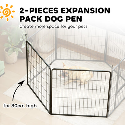 PawHut 2 Piece Dog Pen Expansion Pack for 80cm High Pet Playpen with 3 Stakes, for Small and Medium Dogs 