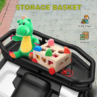 AIYAPLAY 12V Kids Electric Ride on ATV, Battery Powered Quad Bike w/ Spring Suspension, Forward Backward, Storage Basket - Green 