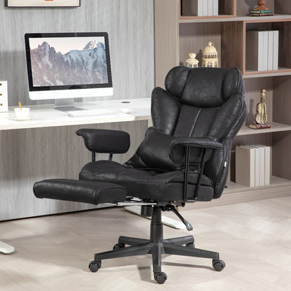 HOMCOM Executive Office Chair, Ergonomic Desk Chair with Foot Rest, Lumbar Support, Reclining Function and Wide Seat, Black