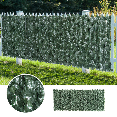 Outsunny 1-Piece Artificial Leaf Hedge Screen Privacy Fence Panel for Garden Outdoor Indoor Decor, Dark Green, 2.4M x 1M 