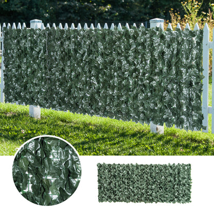 Outsunny 1-Piece Artificial Leaf Hedge Screen Privacy Fence Panel for Garden Outdoor Indoor Decor, Dark Green, 2.4M x 1M 