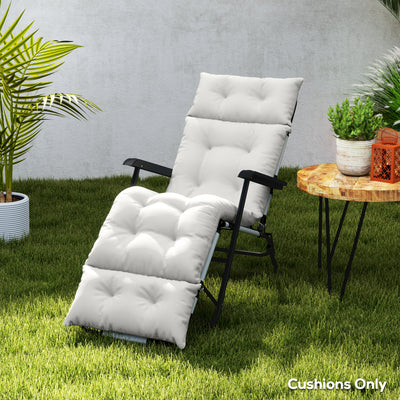 Outsunny Sun Lounger Cushion Only, 190x56x10cm Garden Lounge Chair Cushion, UPF20+ 220gsm Fabric, Thick Sunbed Replacement Cushion with 6 Ties, Light Grey 