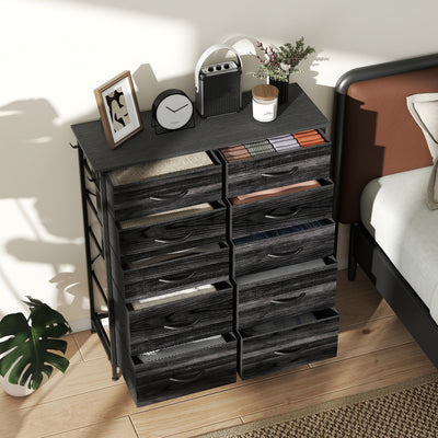 HOMCOM Chest of Ten Fabric Drawers - Black 