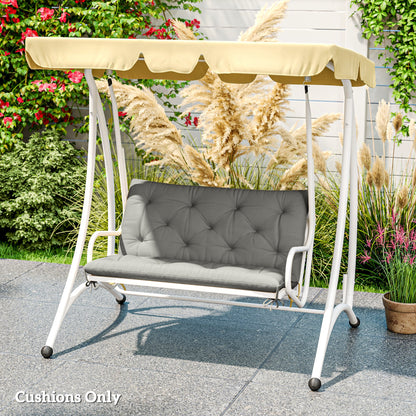 Outsunny 2 Seater Bench Pad, Garden Chair Cushion with Back and Ties for Indoor and Outdoor Use, 98 x 100 cm, Light Grey 