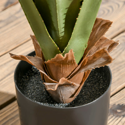 HOMCOM Set of 2 Artificial Plants Agave Succulent in Pot Desk Fake Plants for Home Indoor Outdoor Decor, 15x15x90cm, Green 