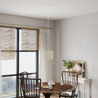 HOMCOM Linen Pendant Light, Modern Wave Ceiling Light Shade, E27 Lampshade for Living Room, Bedroom, Kitchen, Hallway, White 