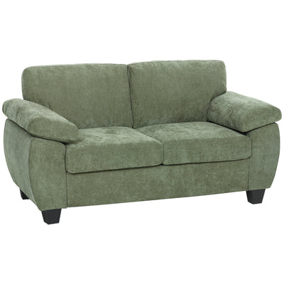 HOMCOM 2 Seater Sofa, 156cm Chenille Loveseat Sofa, Dark Green 