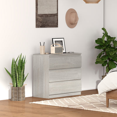 HOMCOM Chest of Three Drawers - Grey Wood Effect 