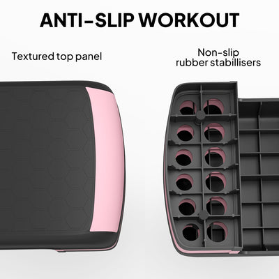 HOMCOM Aerobic Step with 3-Level Adjustable Heights for Home, Office Exercise, Black and Pink 
