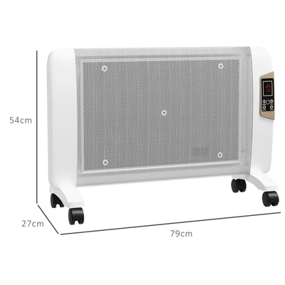 HOMCOM Mica Electric Space Heater, Portable Heater for Home with 2 Heat Settings, Living Room, Study, Garage, Adjustable Temperature 18-30\'c2\'b0C, 1000W/2000W, White 