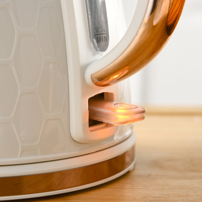 HOMCOM 3kW Rapid Boil Honeycomb Kettle - Cream 