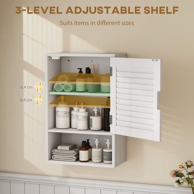 HOMCOM Bathroom Cabinet, Wall Mounted Storage Cabinet with Adjustable Shelves, 40 x 20 x 60 cm, White 