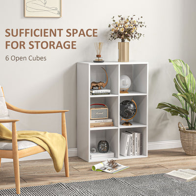 HOMCOM 3-tier 6 Cubes Storage Unit Particle Board Cabinet Bookcase Organiser Home Office Shelves White 