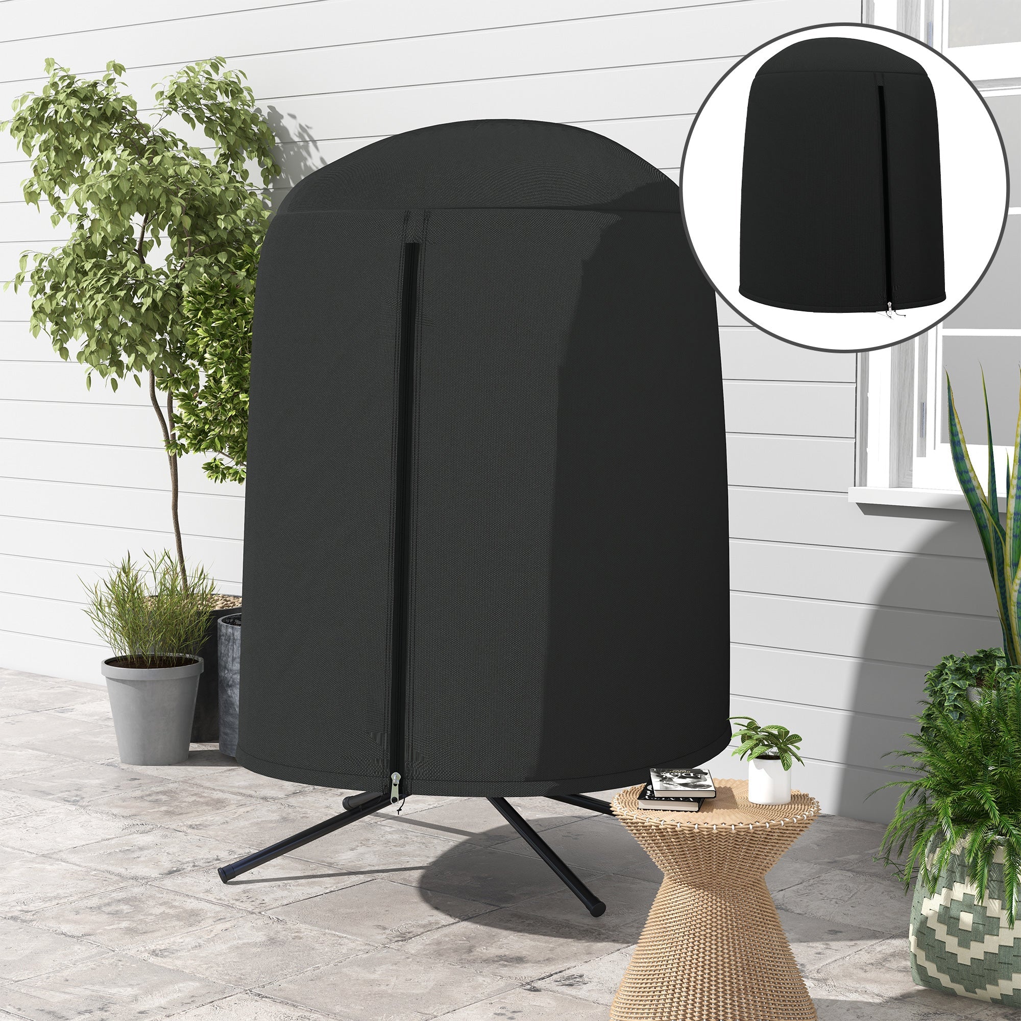 Outsunny 190 x Φ128cm Hanging Egg Chair Furniture Cover - Black 