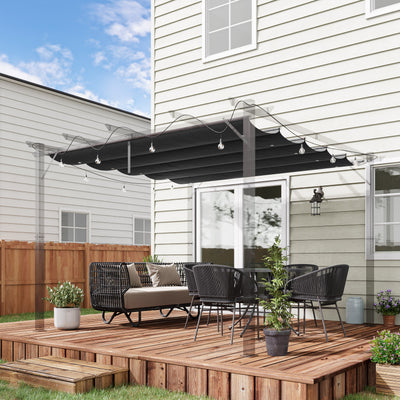 Outsunny Retractable Pergola Shade Cover, Replacement Canopy Fabric for 3 x 3 (m) Pergola, Gazebo Retractable Roof, Dark Grey 