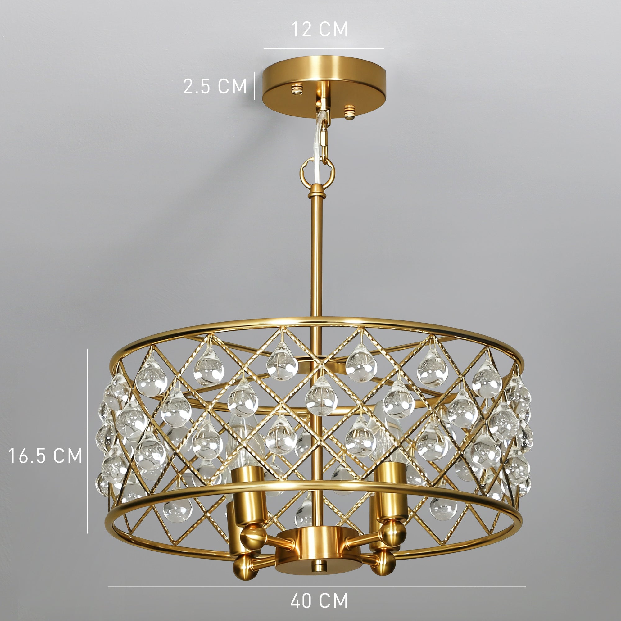 HOMCOM 51 Crystallite Four-Bulb Chandelier - Gold-Tone 