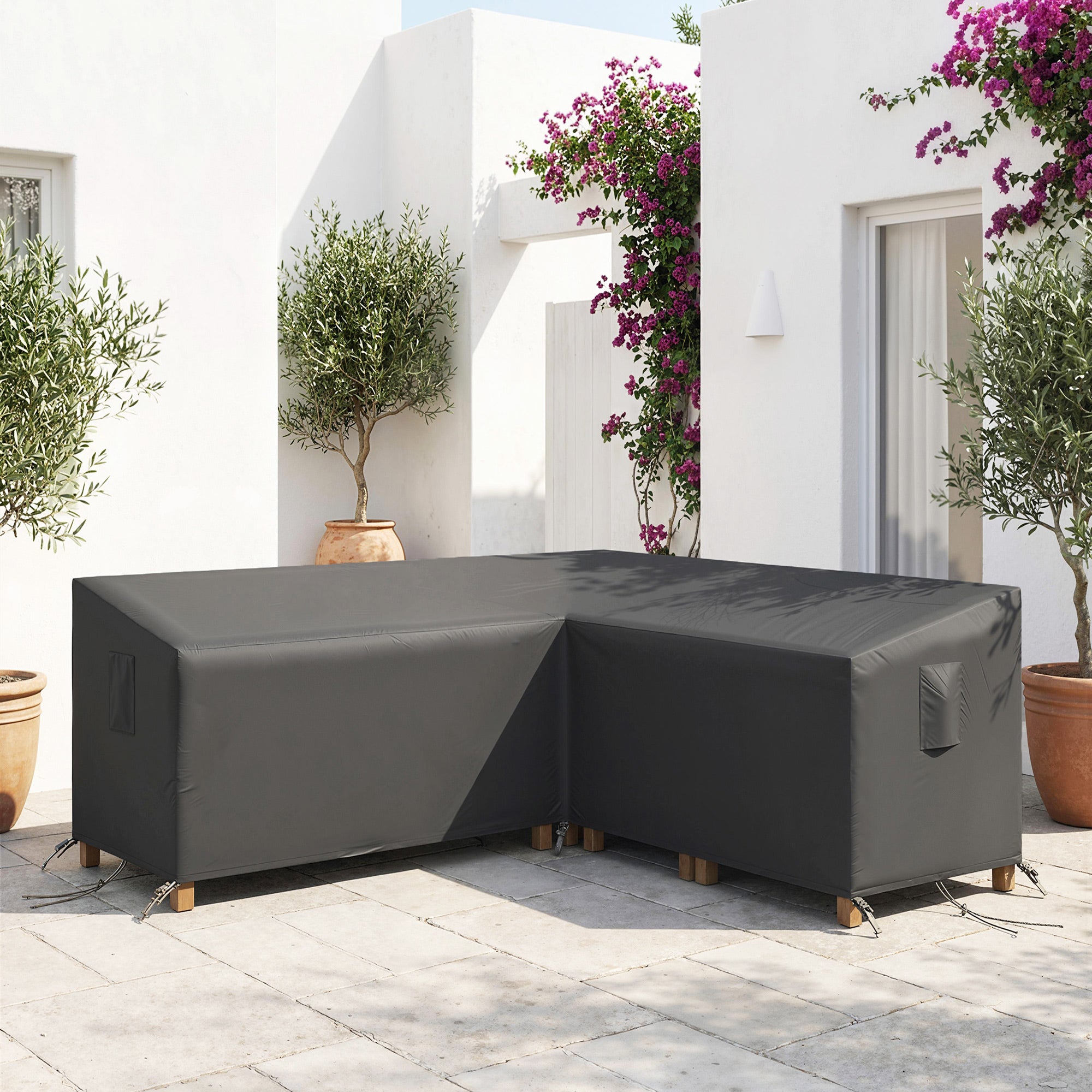 Outsunny V-Shaped Patio Furniture Cover, Waterproof Outdoor V-Shaped Sectional Sofa Cover, Anti-UV with Air Vent, Black 
