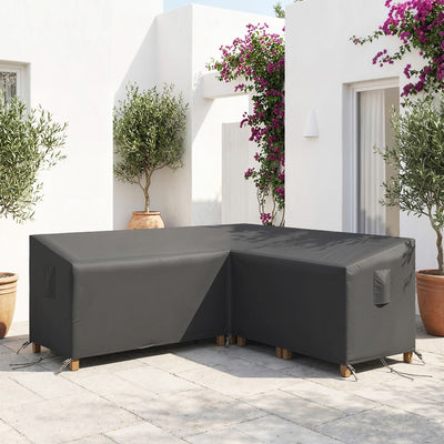Outsunny V-Shaped Patio Furniture Cover, Waterproof Outdoor V-Shaped Sectional Sofa Cover, Anti-UV with Air Vent, Black 