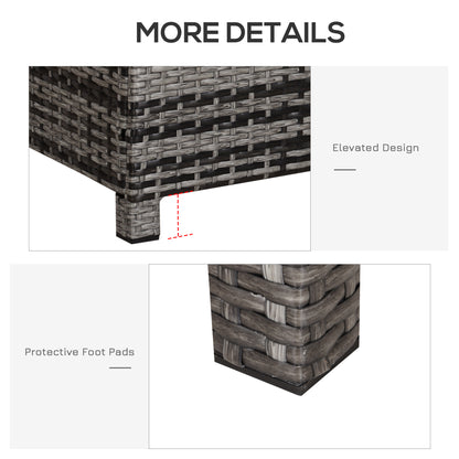 Outsunny PE Rattan Garden Coffee Table, with Glass Table Top - Grey 