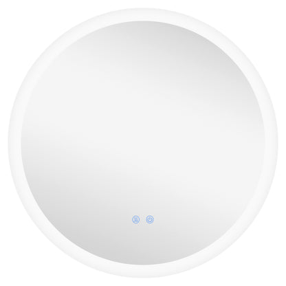 kleankin Round Bathroom Mirror with LED Lights, Wall-Mounted Dimmable Makeup Mirror with 3 Temperature Colours, Defogging Film, Memory Function, Hardwired, 60 x 60\'c2\'a0cm