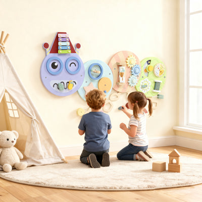 AIYAPLAY Caterpillar Busy Board with 7 Activities, for Nursery, Playroom, Home, for 3+ Years 