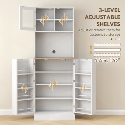 HOMCOM Two-Part Kitchen Storage Cabinet - White 