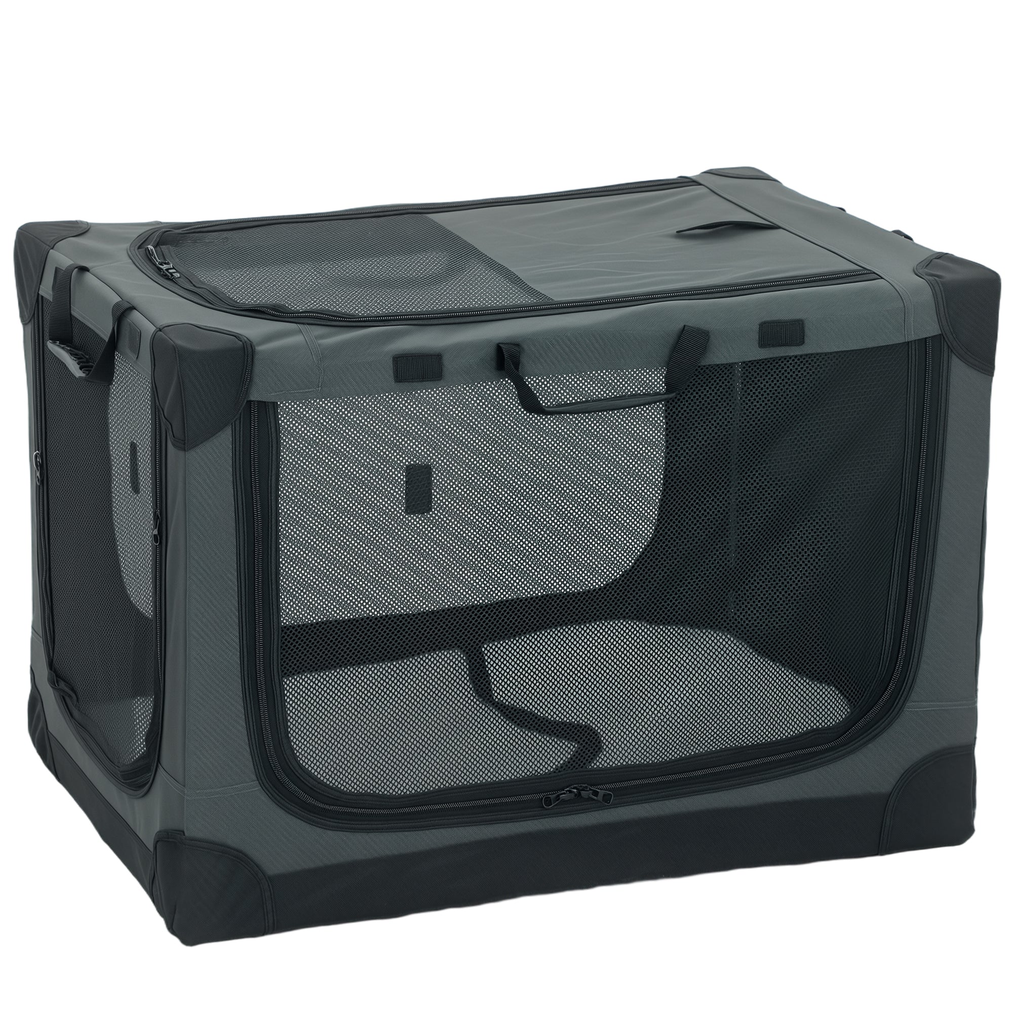 PawHut Soft Dog Crate Pet Travel Crate 76 x 54 x 54 cm with Removable Pad Mesh Window Army Green 