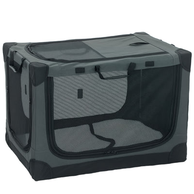 PawHut Soft Dog Crate Pet Travel Crate 76 x 54 x 54 cm with Removable Pad Mesh Window Army Green 