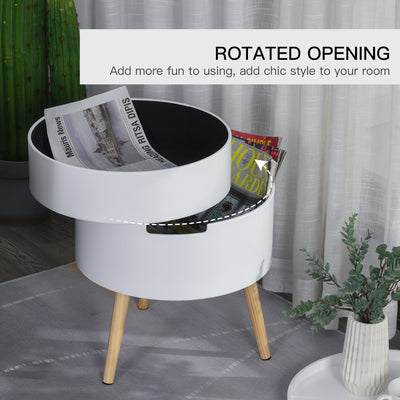 HOMCOM 3-Tier Coffee Table, Round End Table with 2 Hidden Compartments and Detachable Tray, Side Table with Storage for Living Room, Set of 2, White 