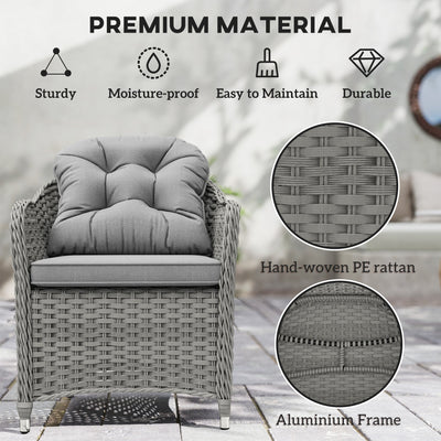 Outsunny Seven-Piece Rattan Dining Set - Light Grey 