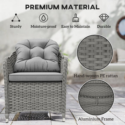 Outsunny Seven-Piece Rattan Dining Set - Light Grey 