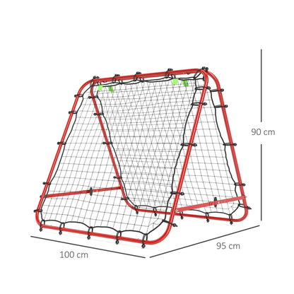 HOMCOM Double Sided Football Rebounder Net, Football Rebound Goal with Five Adjustable Angles, Red 