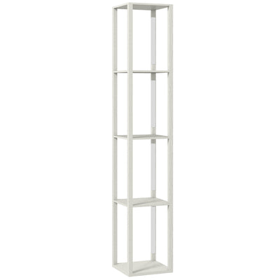 HOMCOM Floor Lamp with Shelves and 3 Brightness Levels - Oak 
