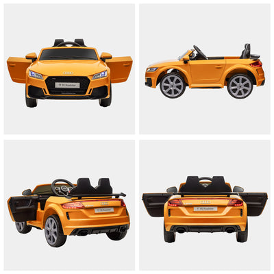 HOMCOM Kids Licensed Audi TT RS Ride-On Car 12V Battery w/ Remote Suspension Headlights and MP3 Player 3km/h Yellow 