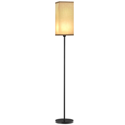 HOMCOM Floor Lamp, Modern Standing Lamp with Linen Shade, Tall Lamps for Living Room, Bedroom, with Foot Switch, Bulb not Included, Black 