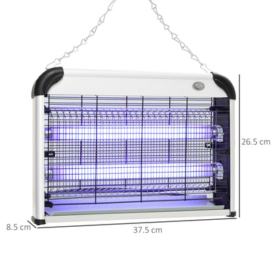 Outsunny Free Standing Wall Hanging 20W Electric Fly Mosquito Killer Electric Fly Zapper, Bug Zapper, Insect Killer, Silver 