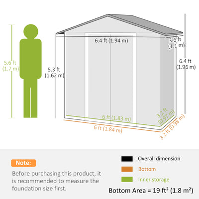 Outsunny 6.5 x 3.5ft Metal Garden Storage Shed - Brown Wood Effect 