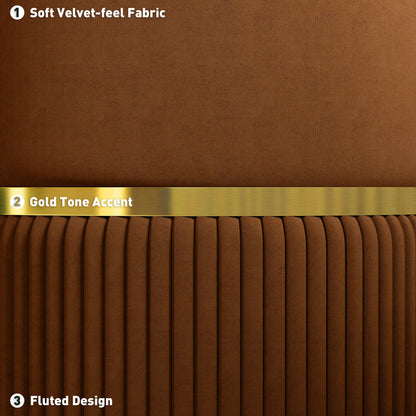 HOMCOM Velvet-Feel Storage Ottoman - Brown 