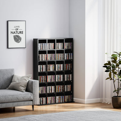 HOMCOM CD Storage Unit with Adjustable Shelves, 89 x 130.5 cm, Black 