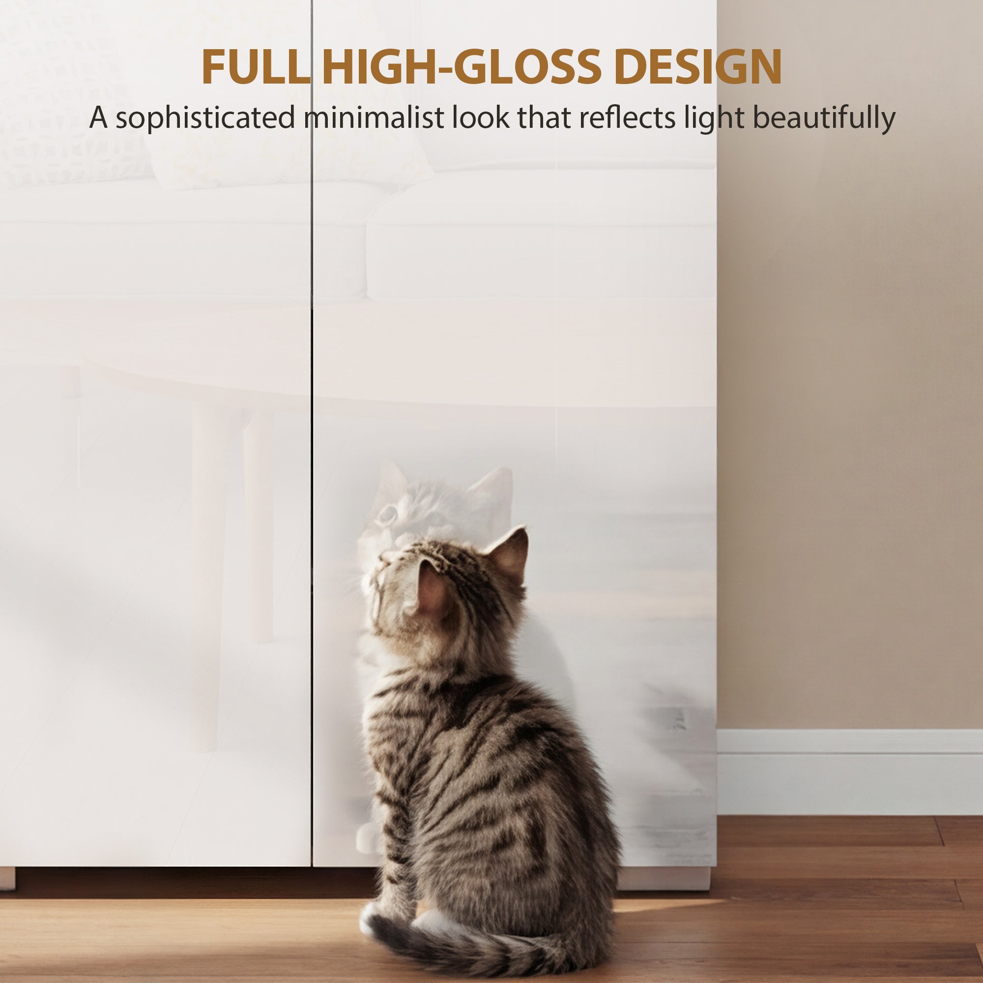 HOMCOM 180 cm Tall Kitchen Cupboard, Pantry Storage Cabinet with Soft Close Doors and Adjustable Shelves, High Gloss White 